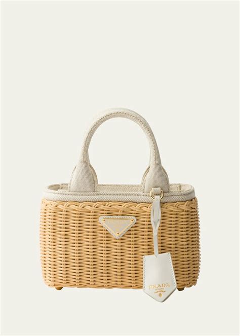 basket prada femme pas cher|Prada basket rattan top handle.